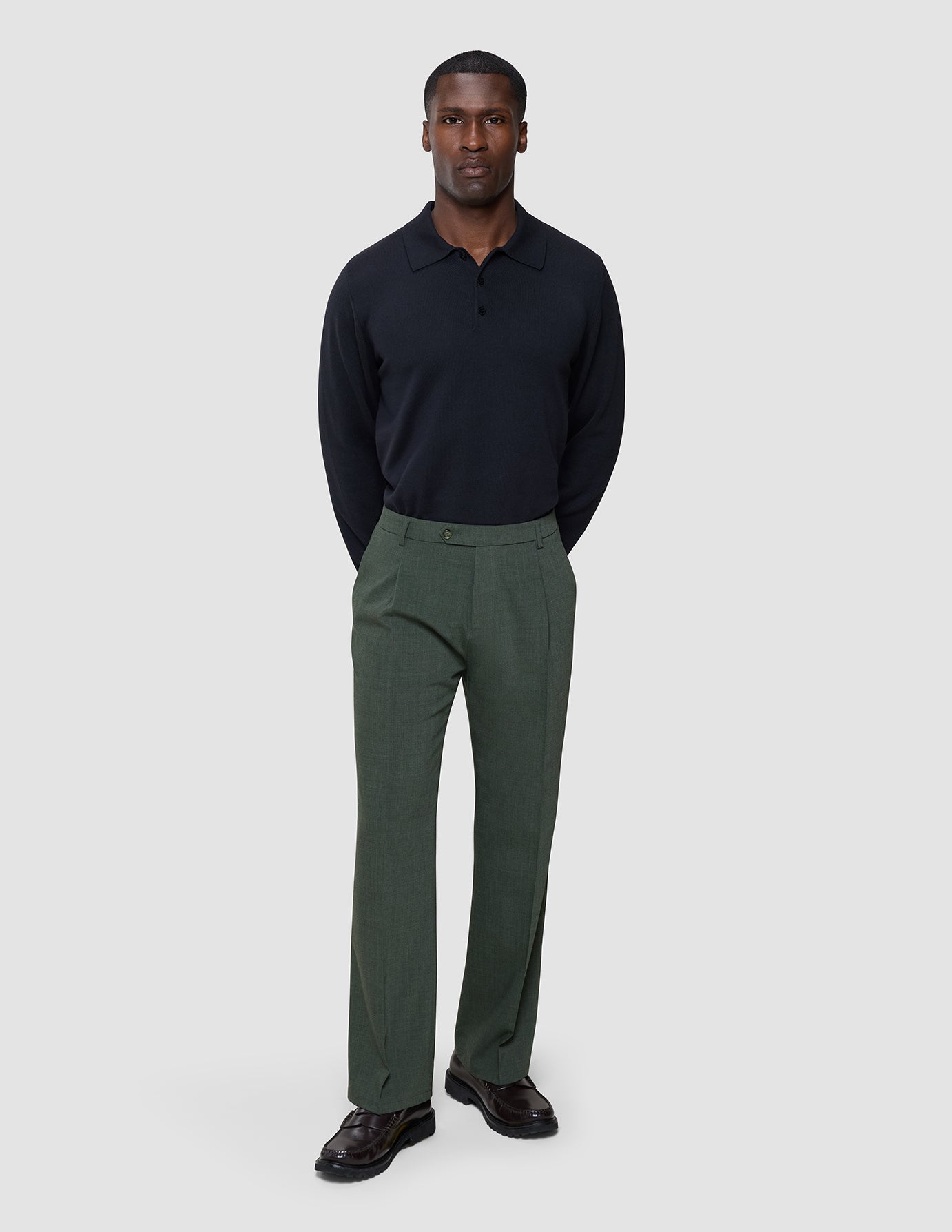 Tech Wool Suit Pants Relaxed Fit Green Night